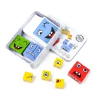 Wooden Cube Face Expression Puzzle Game – Montessori Emotion Toy - Image 4