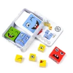 Wooden Cube Face Expression Puzzle Game – Montessori Emotion Toy