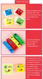Wooden Cube Face Expression Puzzle Game – Montessori Emotion Toy - Image 6