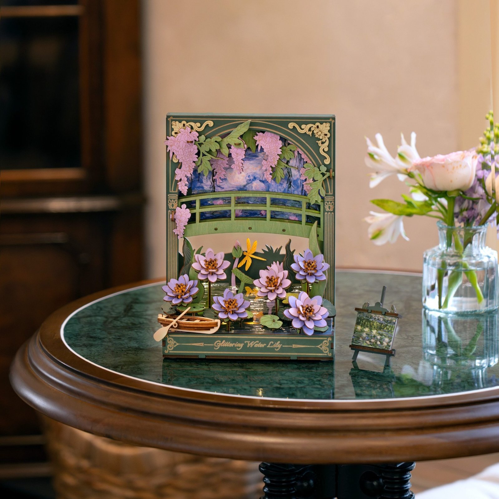 Glittering Water Lily w/ LED Lights 3D Wooden Puzzle - Image 2