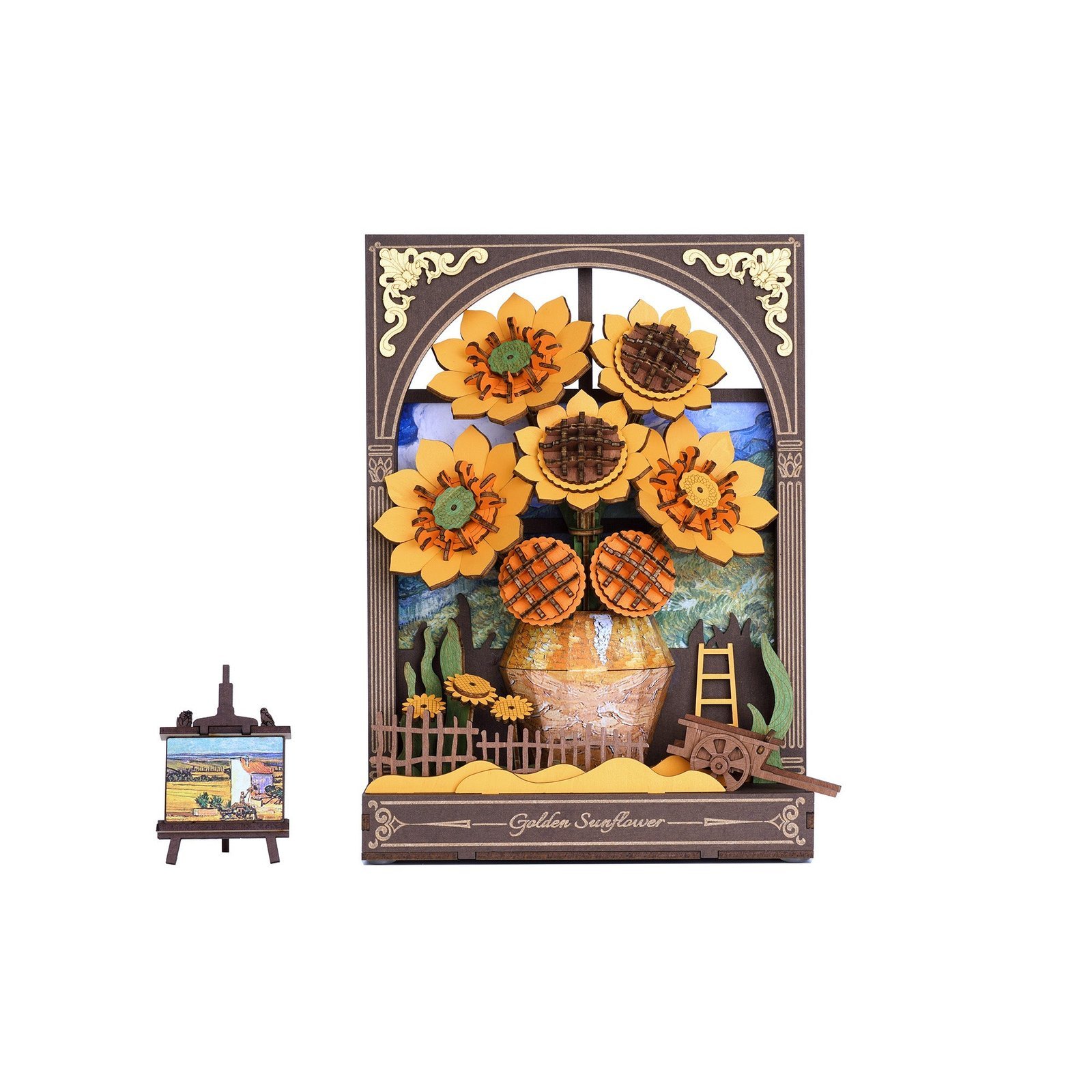 Hands_Craft_3D_Wooden_Puzzle_Golden_Sunflower_w_LED_Lights.jpg Golden Sunflower w/ LED Lights 3D Wooden Puzzle - Image 1