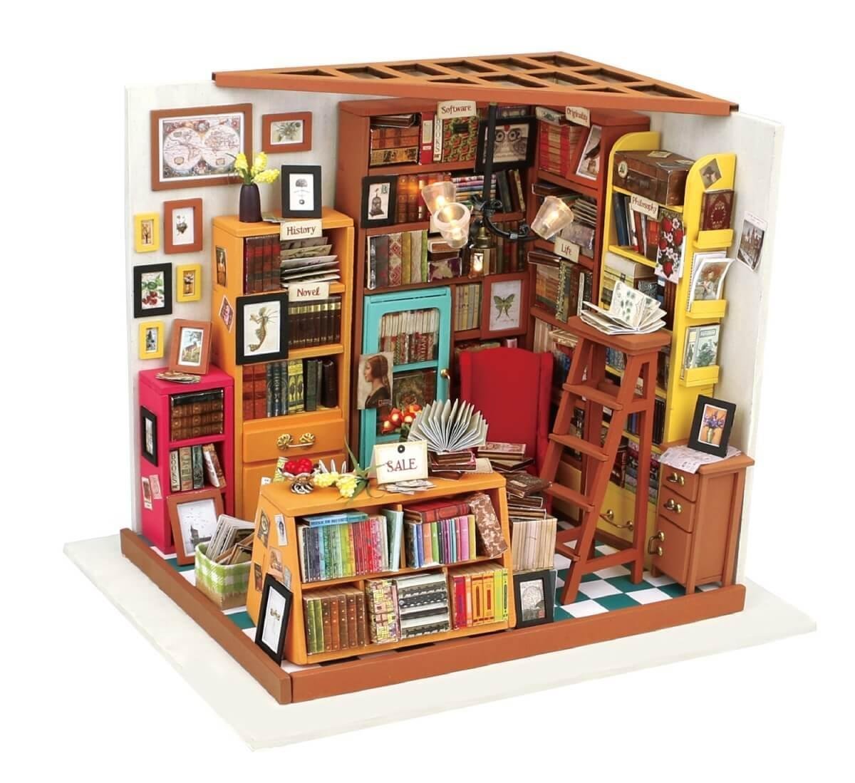 Hands_Craft_DIY_Miniature_House_Kit_Sam_s_Study.jpg Sam's Study Book Nook - Image 1