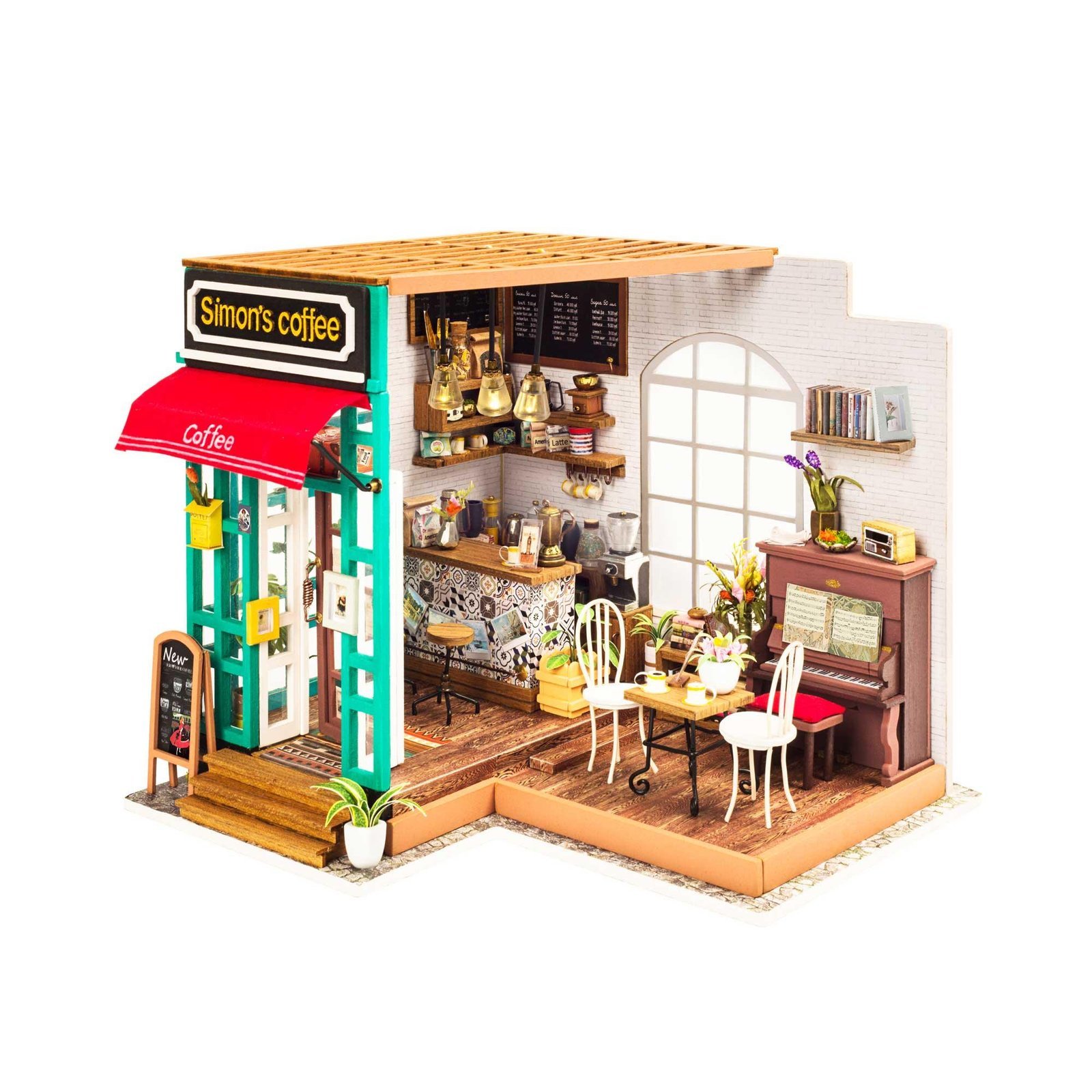 Hands_Craft_DIY_Miniature_House_Kit_Simon_s_Coffee.jpg Simon's Coffee Book Nook - Image 1