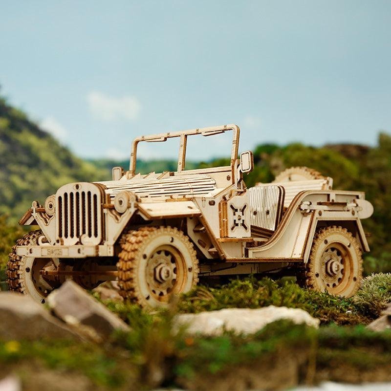 Hands_Craft_DIY_Miniatures_3D_Wooden_Puzzle_Army_Field_Car_1.jpg Army Field Car 3D Wooden Puzzle - Image 1