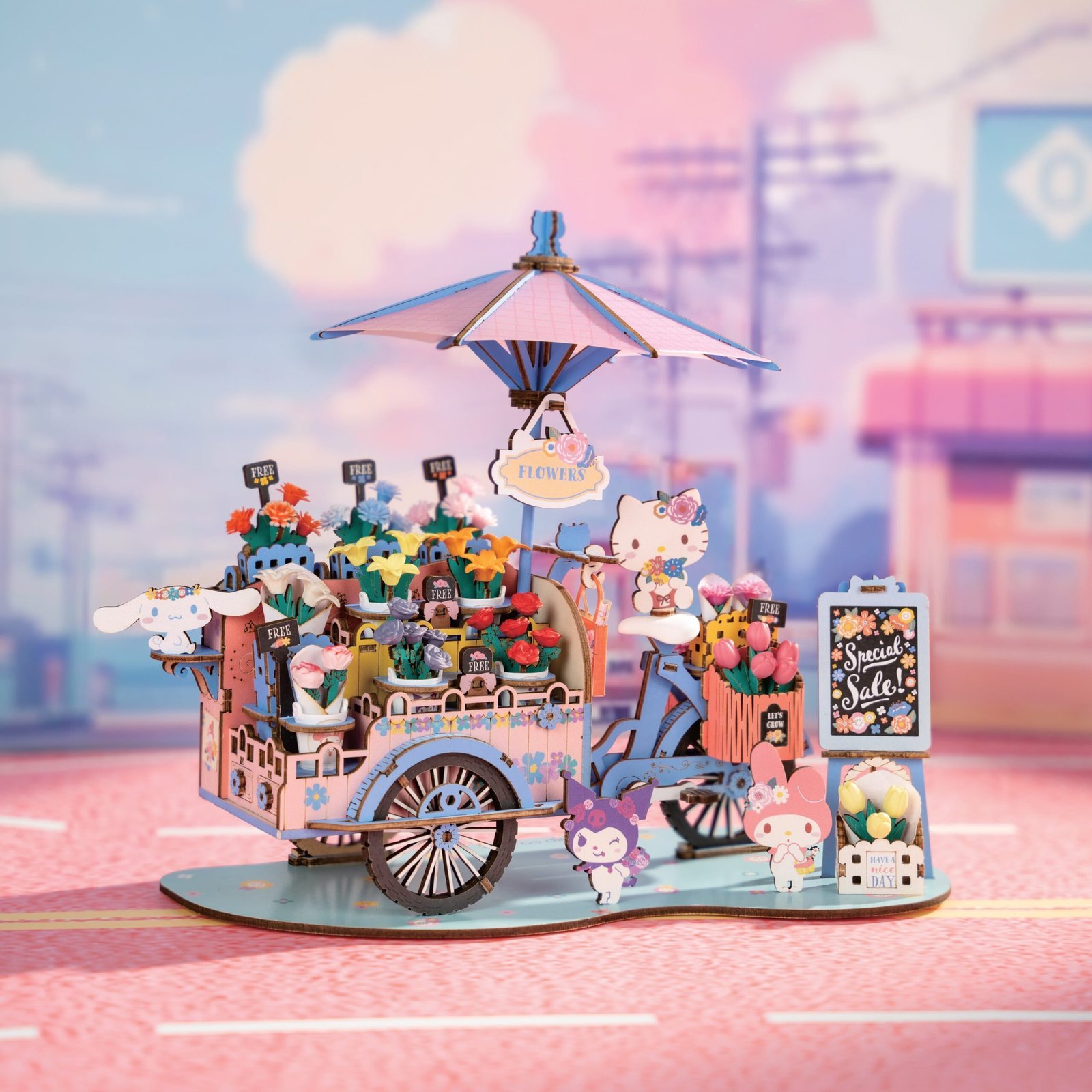 Friends Flower Cart 3D Wooden Puzzle - Image 2
