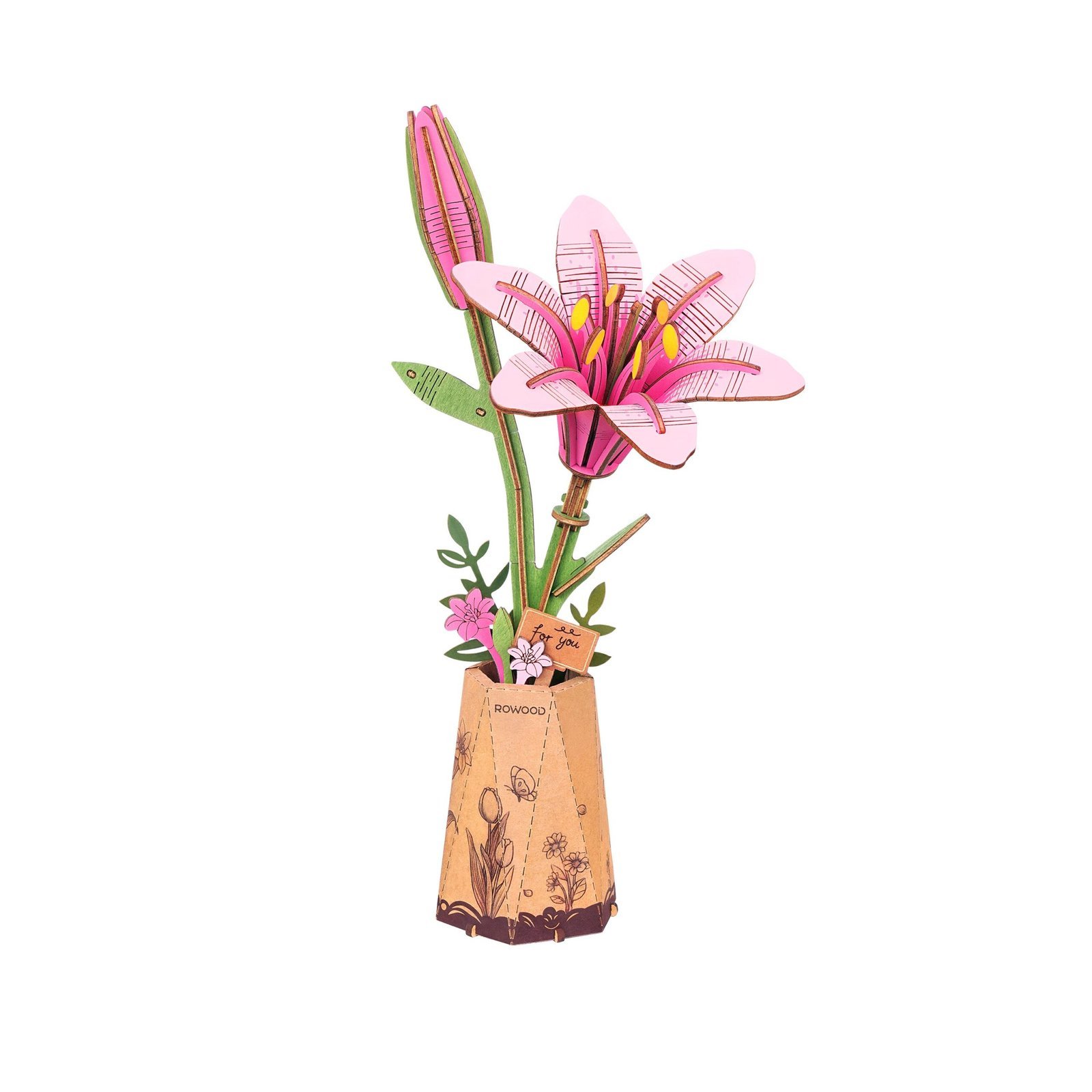 Hands_Craft_DIY_Miniatures_3D_Wooden_Puzzle_Pink_Lily-scaled-1.jpg Pink Lily 3D Wooden Puzzle - Image 1