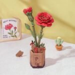 Red Carnation 3D Wooden Puzzle - Image 2
