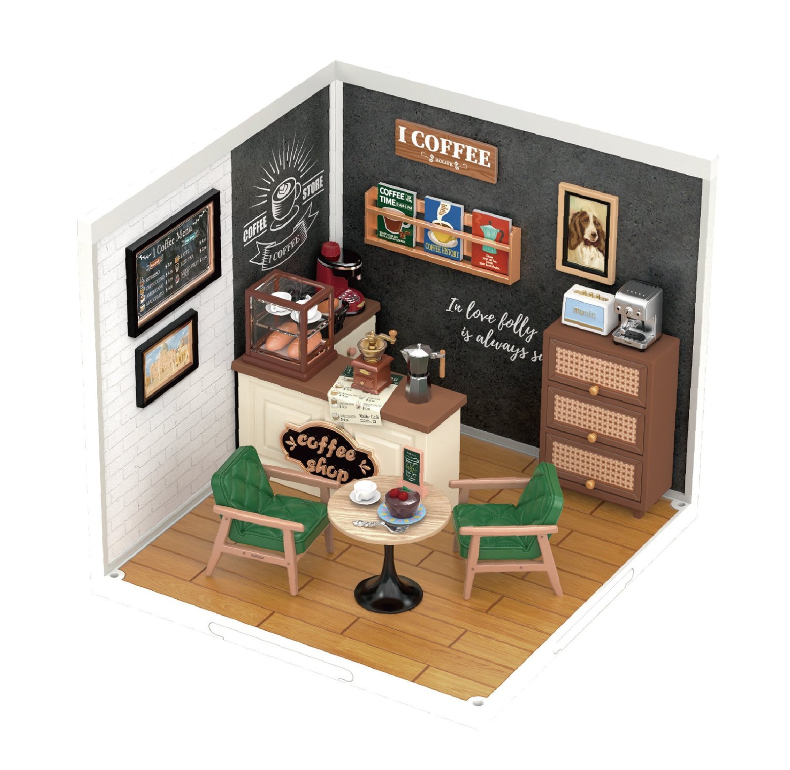 Hands_Craft_DIY_Stackable_Miniature_House_Breezy_Time_Cafe.jpg Breezy Time Cafe Book Nook - Image 1