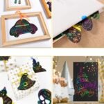 Rainbow Scratch Notes for Kids – 125 Sheets with Wooden Stylus & Stencils  - Image 6